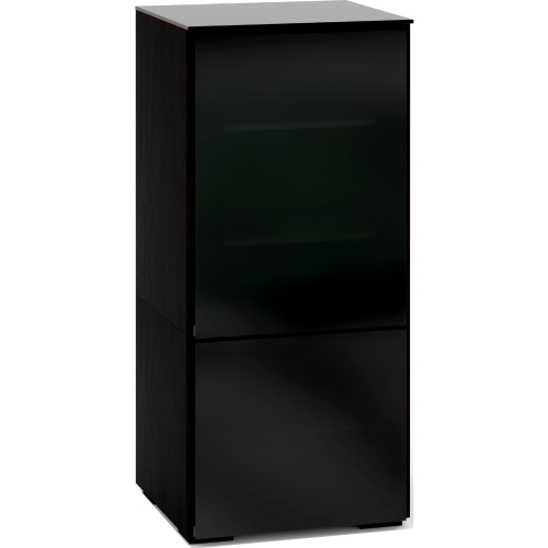 Oslo 517 AV Cabinet in Black Oak w/ Smoked Black Glass Doors & Top